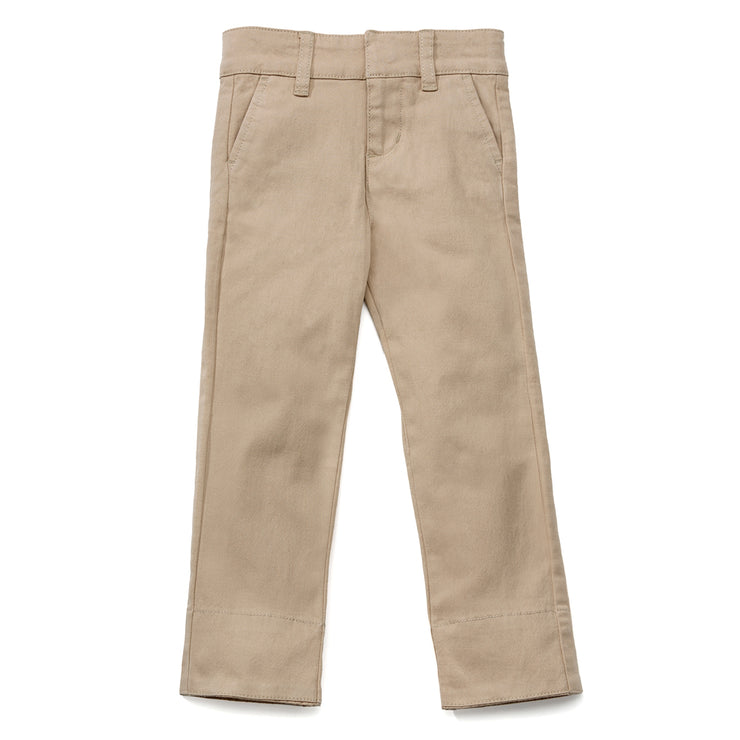 Wholesale Boys School Uniform Slim Fit Flat Front Pants with Double Knee in  Khaki